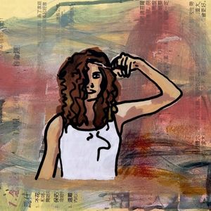 "Hair Today, Gone Tomorrow" Artwork, Mixed Media Painting 8.5x11.5"